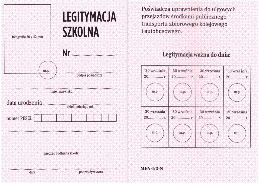 LEGITYMACJA SZKOLNA