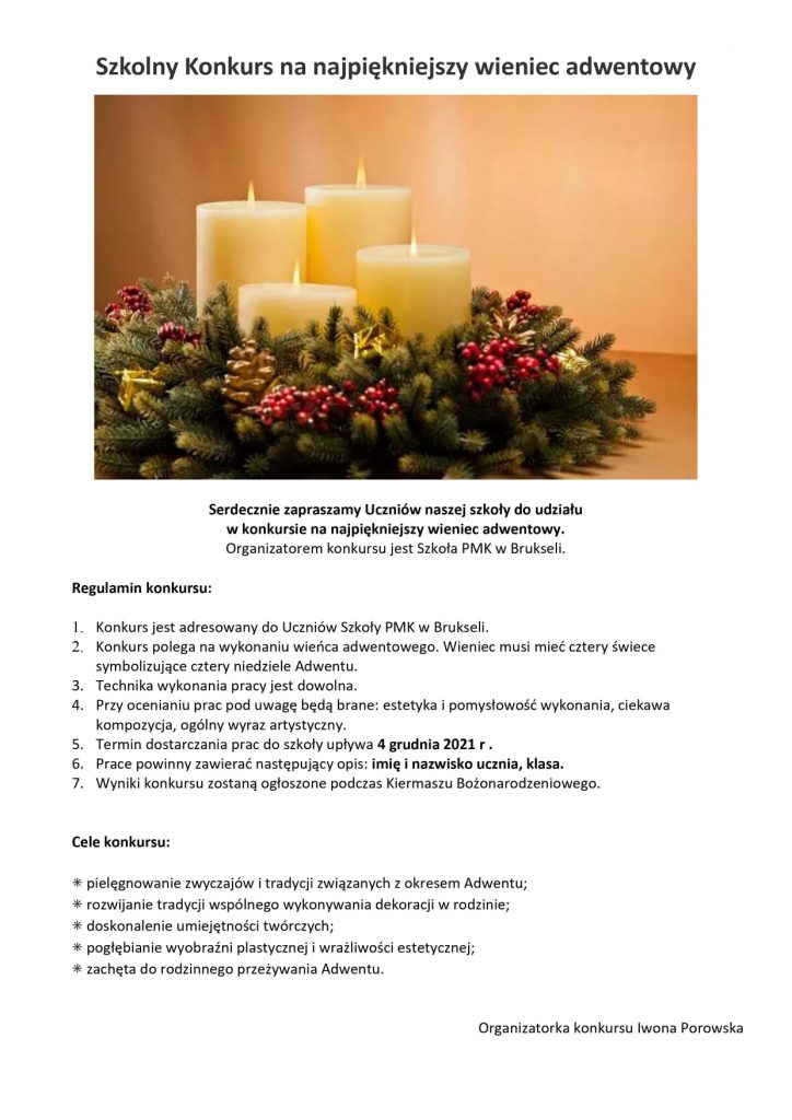 KONKURS NA NAJPIĘKNIEJSZY WIENIEC ADWENTOWY