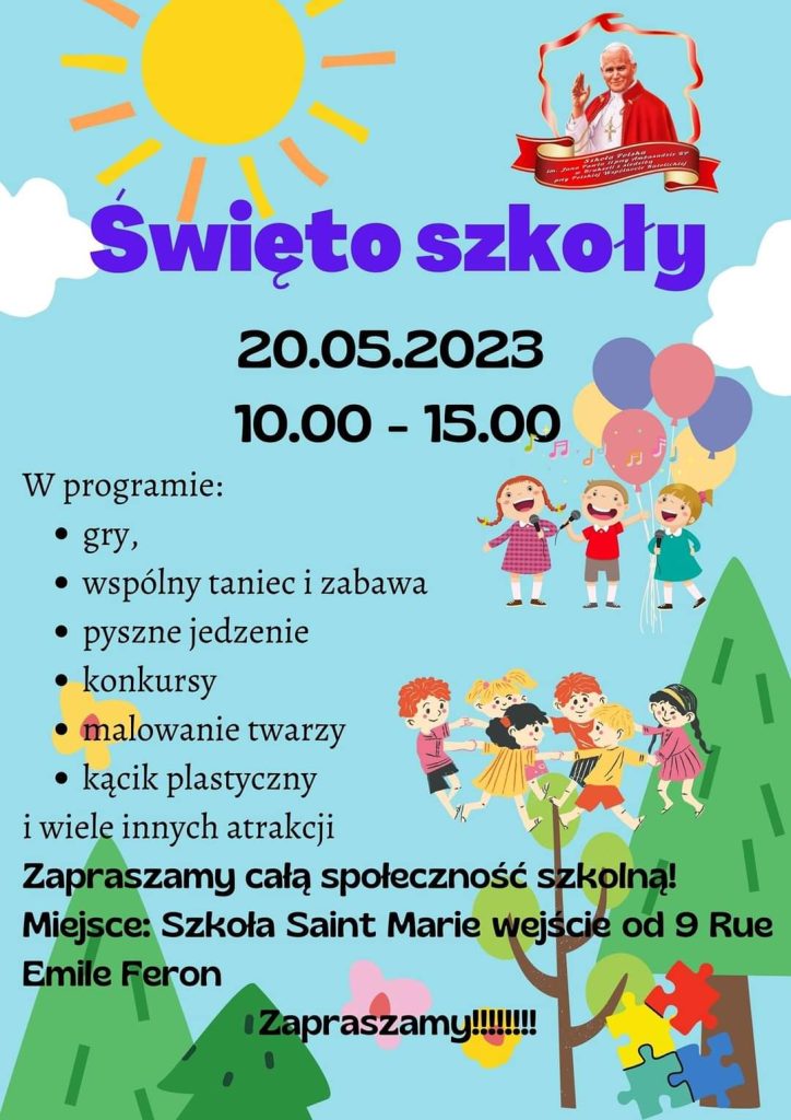 ŚWIĘTO SZKOŁY 20 MAJA 2023 – ZAPRASZAMY