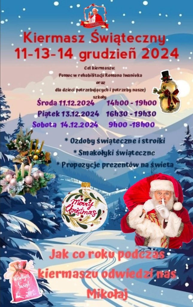 KIERMASZ ŚWIĄTECZNY 11-13-14 GRUDZIEŃ 2024