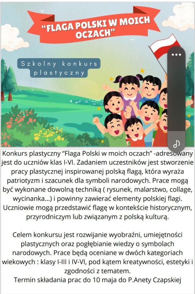 SZKOLNY KONKURS PLASTYCZNY „FLAGA POLSKI W MOICH OCZACH”
